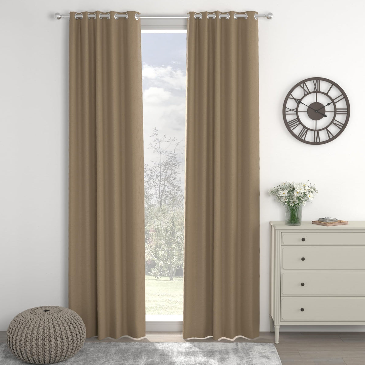 Loreto Khaki Blackout Curtain | Set of 2 | 84 x 48 Inches - main product image
