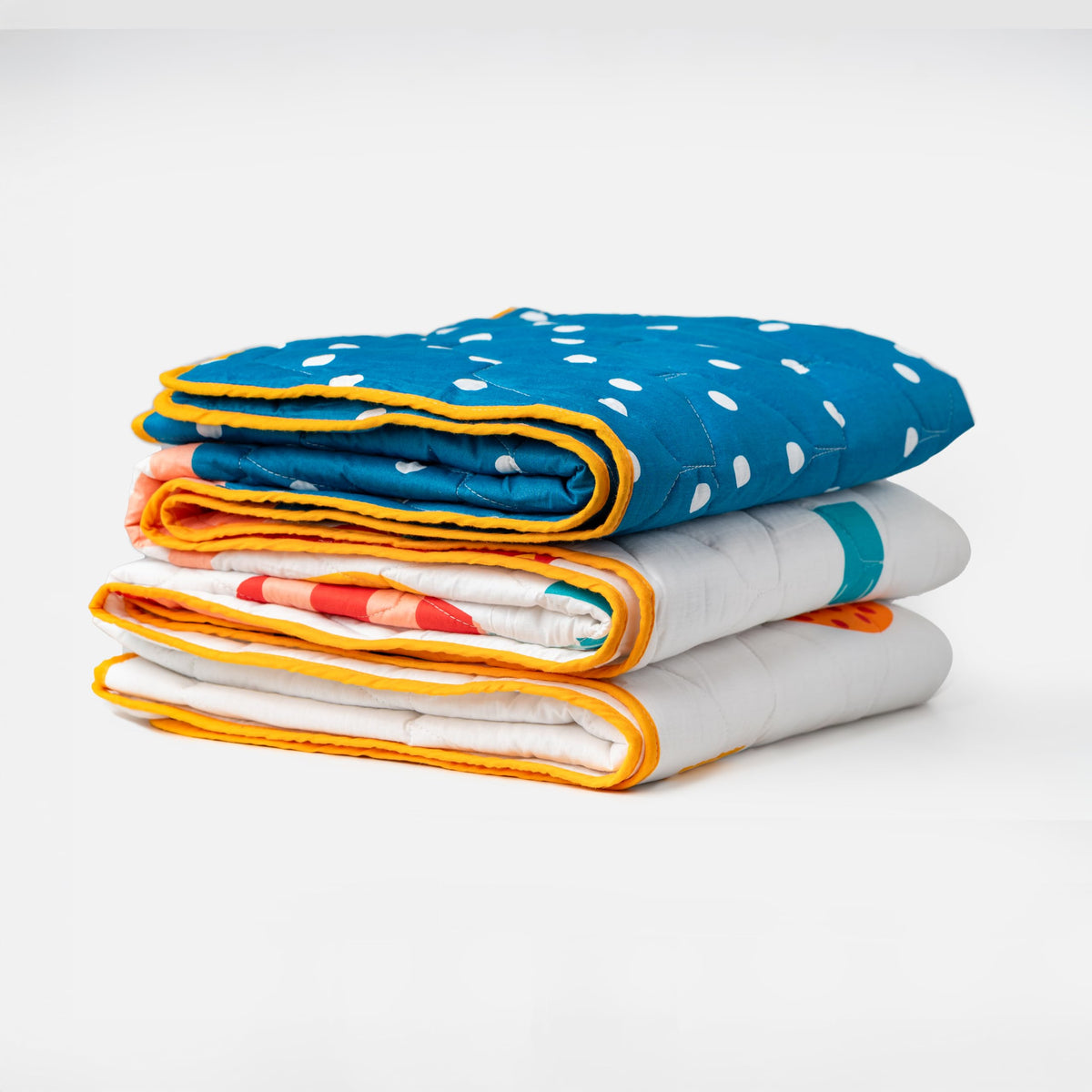 Peacock Blue & Red Balloon 100% Cotton Reversible Comforter for Single Bed | 150 GSM Lightweight Winter Quilt | AC Blanket 54" x 84"