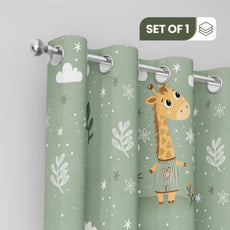 Jungle Giraffe Door Curtain - Cotton Set of 1 (4 x 7 ft)