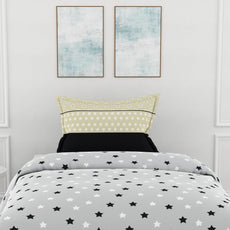 Grey Midnight Stars 100% Cotton Flat Single Bedsheet, 144 TC
