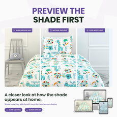 Aqua & Rainbow Animal Parade Soft & Breathable 100% Cotton Flat Single Bedsheet, 144 TC
