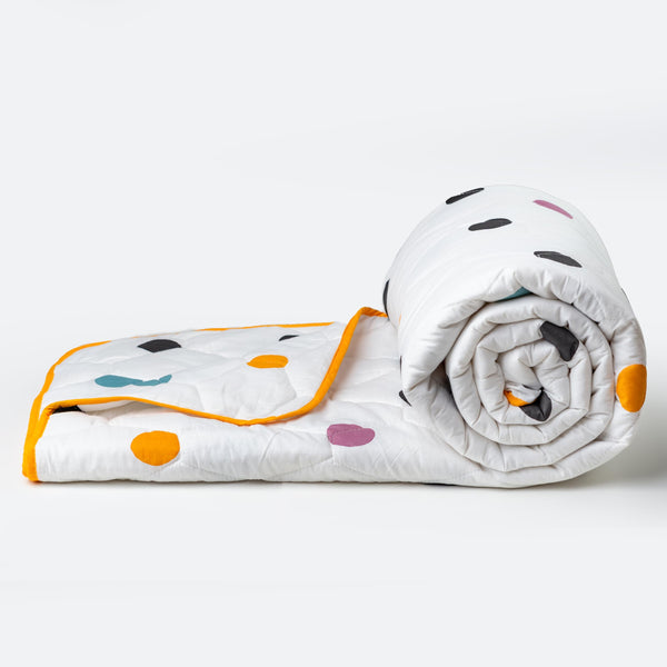 Loreto Cotton Single Comforter | Lemon Drops with Polka Dots