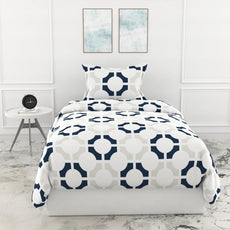 Loreto Cotton Single Bedsheet | Colonial Blue Matrix