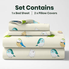 Multicolor Birds 186 TC Cotton King Size Bedsheet with 2 Pillow Covers - Soft, Durable & Gift-Ready (108 x 108 Inches)