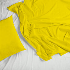 Loreto Solar Yellow King Bedsheet | 210 TC | 100% Cotton | 104 x 104 Inches