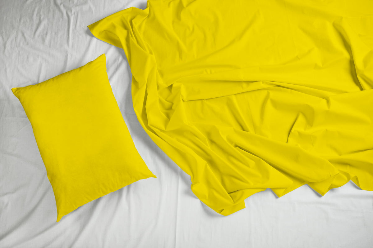 Loreto Solar Yellow King Bedsheet | 210 TC | 100% Cotton | 104 x 104 Inches