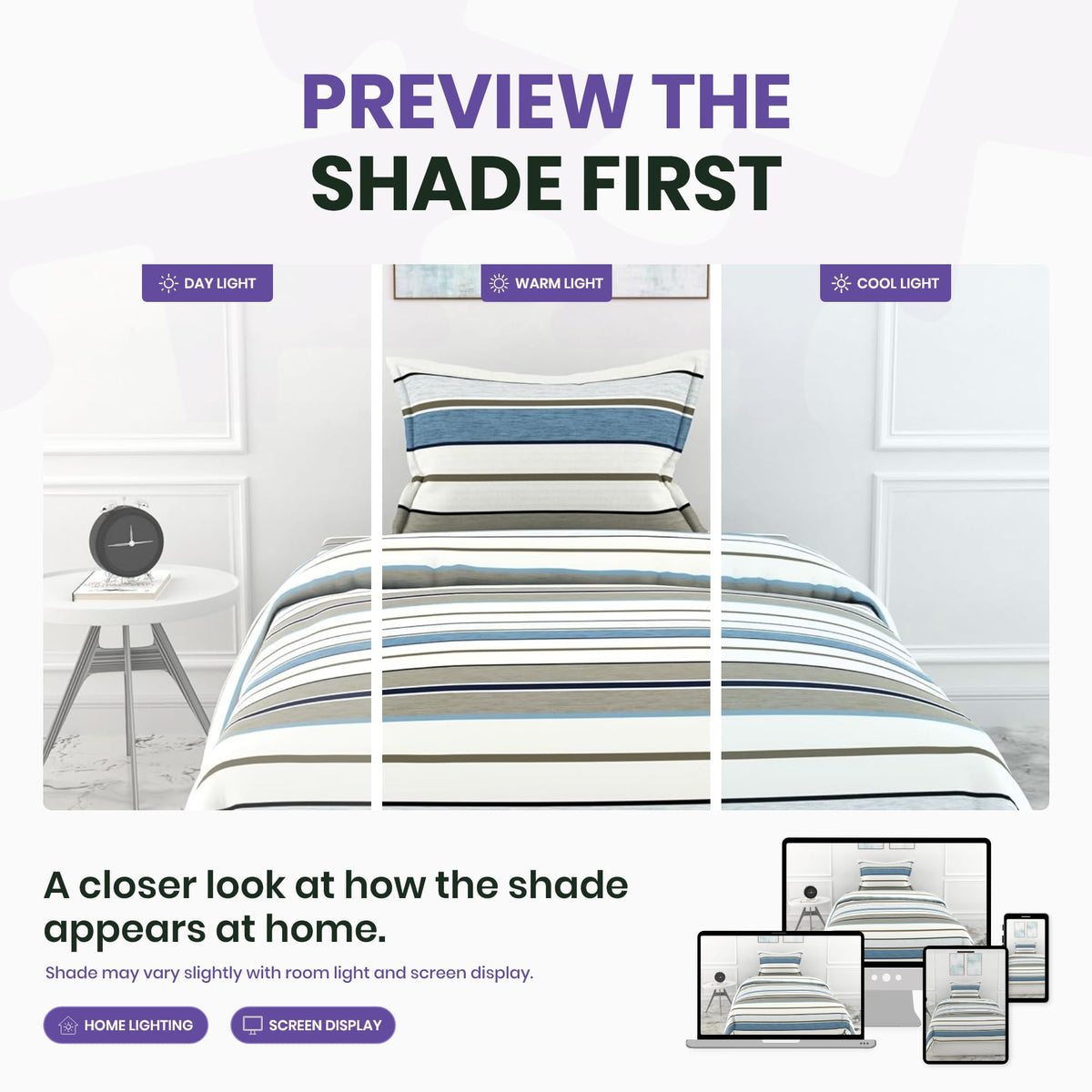 Classic Stellar Striped 100% Cotton Flat Single Bedsheet, 144 TC