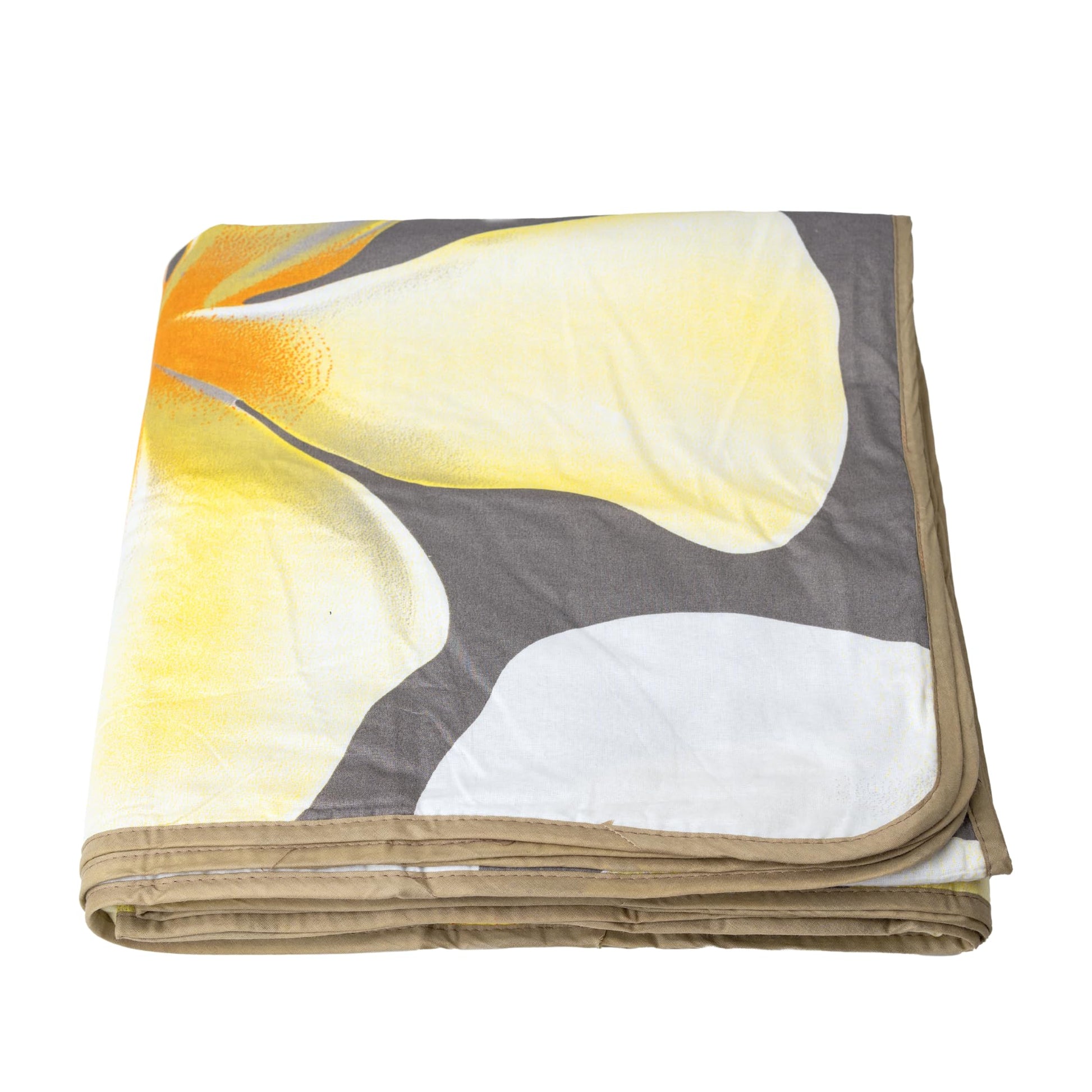 Storm Grey & Celery White Flower 100% Cotton Reversible Single Bed Blanket | Lightweight & Soft AC Dohar | Breathable for All Seasons | 54 x 84 Inches