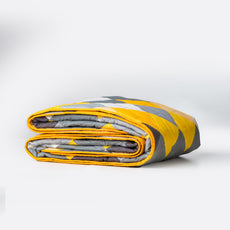 Yellow & Grey Checkered 100% Cotton Reversible Comforter for Single Bed | 150 GSM Lightweight Winter Quilt | AC Blanket 54