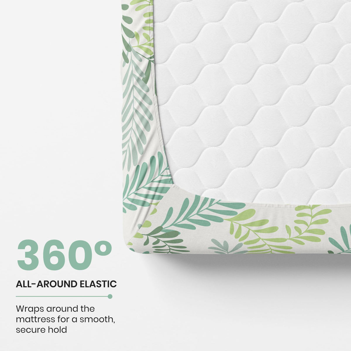 Loreto Green Leafy Haven Single Fitted Bedsheet | 100% Cotton | Fits 72 x 36 Inches | 8 Inch Pocket