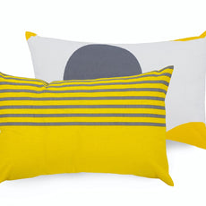 Loreto Cotton Standard Pillow Cover | Yellow and Grey Polka Dots
