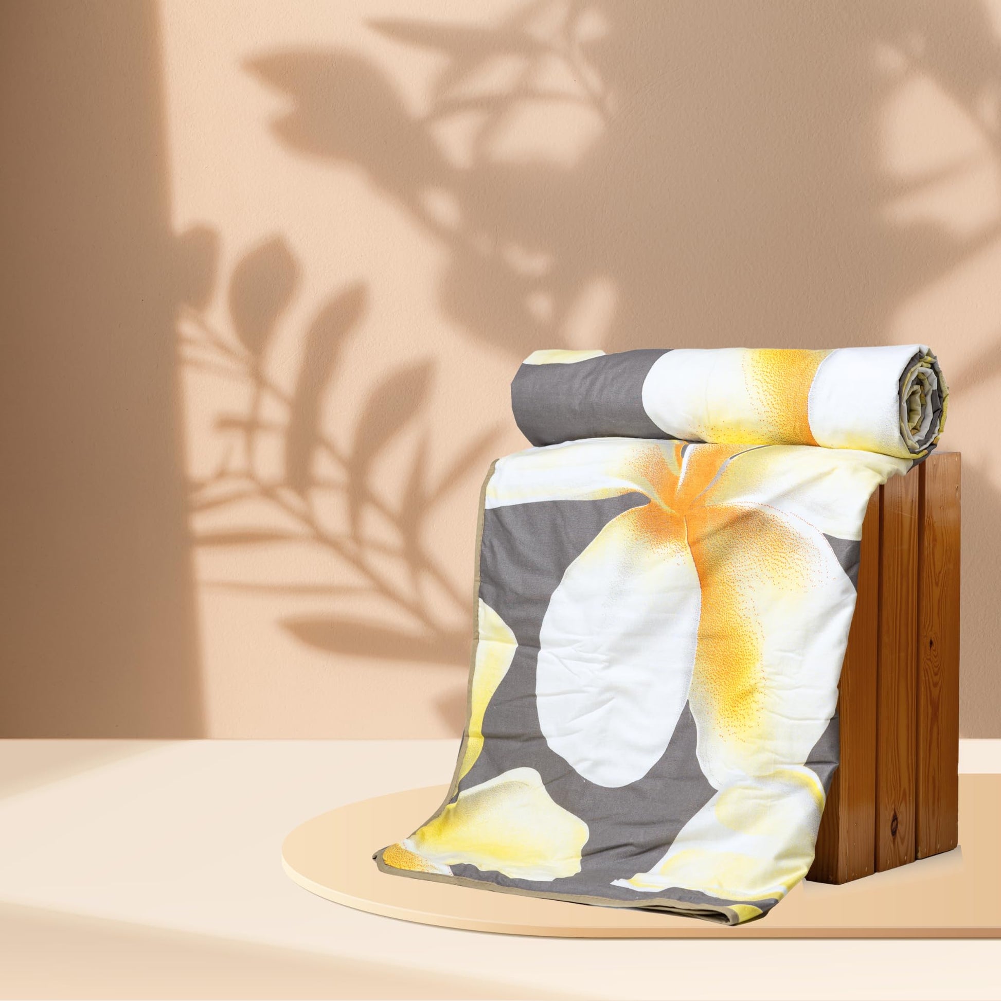 Storm Grey & Celery White Flower 100% Cotton Reversible Single Bed Blanket | Lightweight & Soft AC Dohar | Breathable for All Seasons | 54 x 84 Inches
