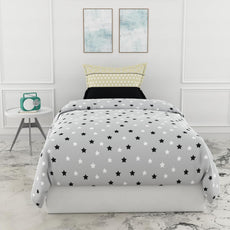 Loreto Cotton Single Bedsheet | Grey Midnight Stars