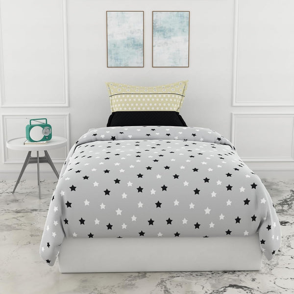 Loreto Cotton Single Bedsheet | Grey Midnight Stars
