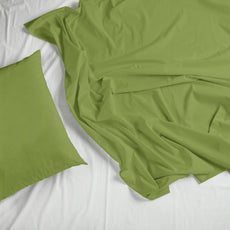 Olive Mist 210 TC Cotton Bedsheet for King Size Bed with 2 Pillow Covers - Soft & Breathable Plain King Bed Sheet, 104 x 104 Inches
