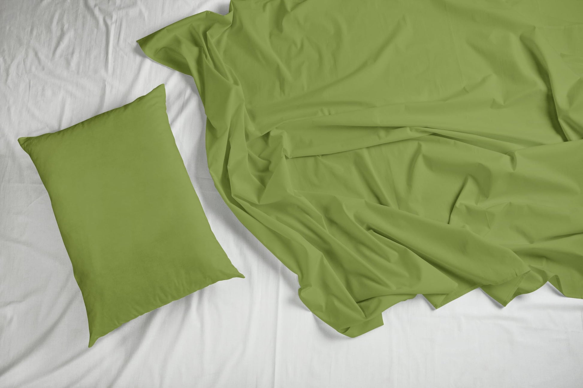 Olive Mist 210 TC Cotton Bedsheet for King Size Bed with 2 Pillow Covers - Soft & Breathable Plain King Bed Sheet, 104 x 104 Inches