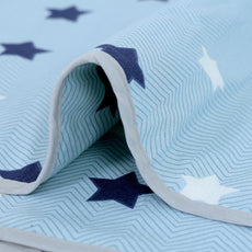 Nile Blue Stars 100% Cotton Reversible Single Bed Blanket | Lightweight & Soft AC Dohar | Breathable & Skin-Friendly for All Seasons | 54 x 84 Inches