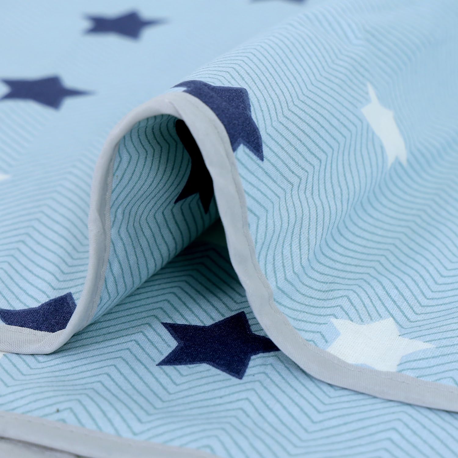 Nile Blue Stars 100% Cotton Reversible Single Bed Blanket | Lightweight & Soft AC Dohar | Breathable & Skin-Friendly for All Seasons | 54 x 84 Inches