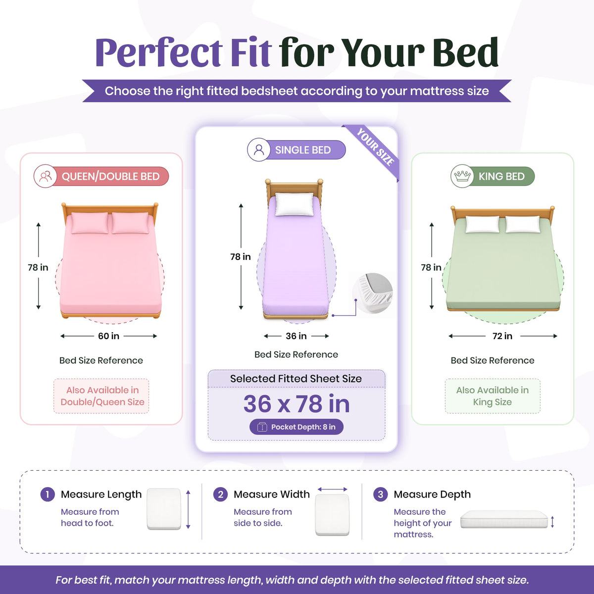 Orange & Mint Alphabet 144 TC 100% Cotton Elastic Fitted Single Bedsheet with 1 Pillow Cover - 78 x 36 Inches