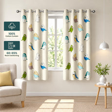 Multicolor Birds Window Curtain - Cotton Set of 2 (4 x 5 ft)