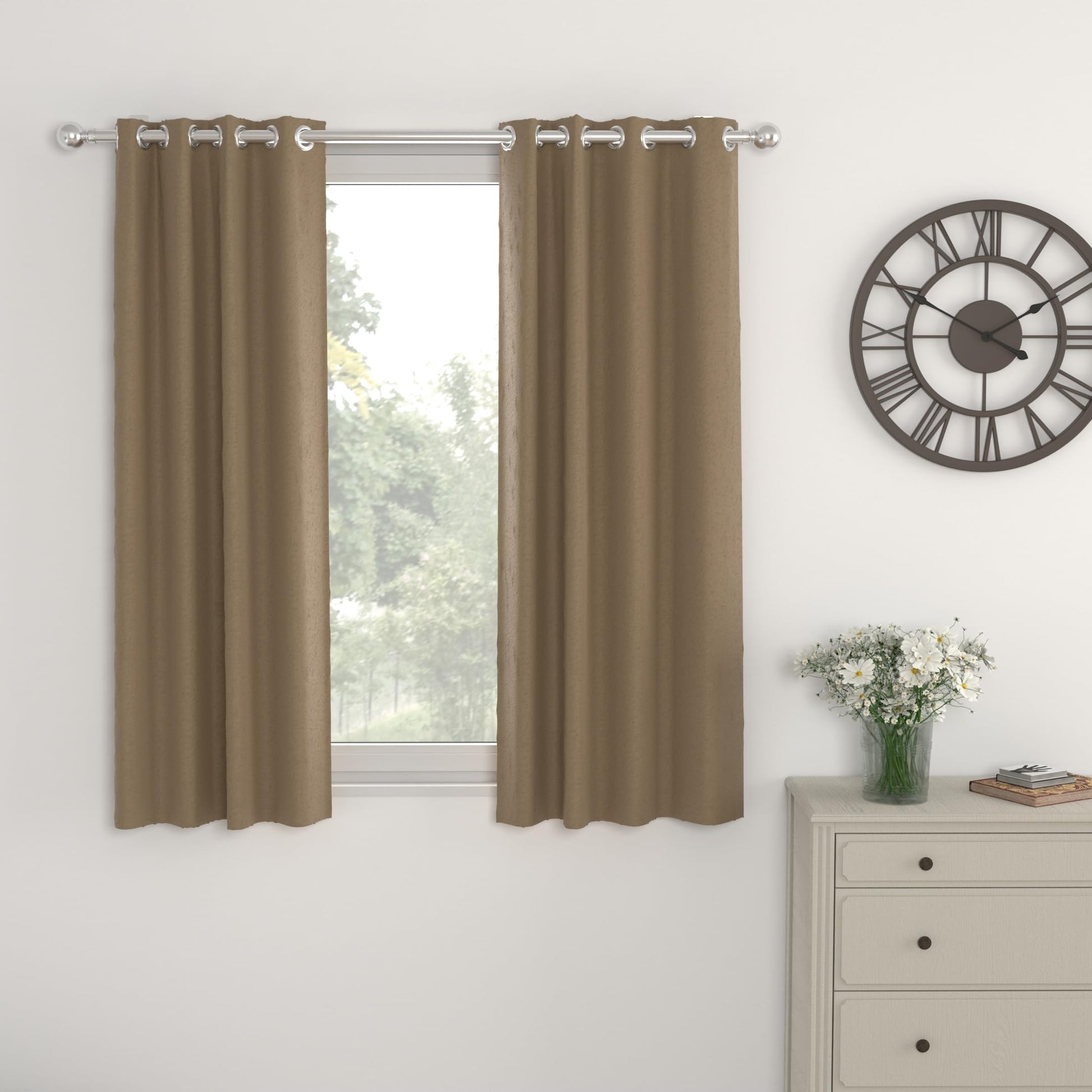 Khaki Window Curtain - Blackout Set of 2 (4 x 5 ft)