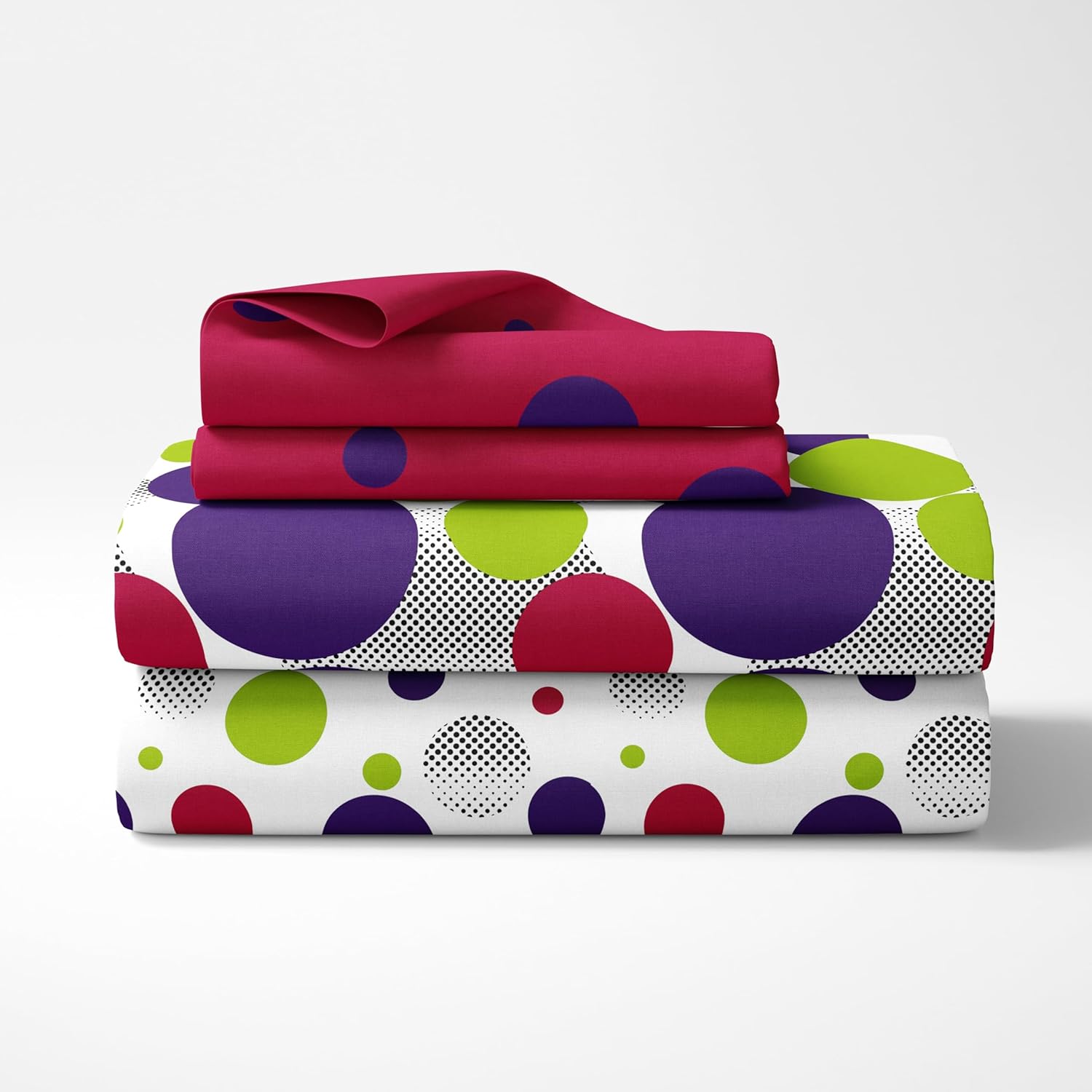 Purple Mint Polka 100% Cotton Flat Double Bedsheet, 186 TC