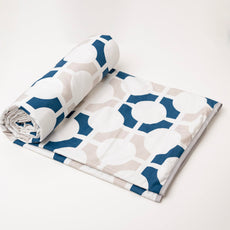 Loreto Cotton Single Blanket | Colonial Blue Matrix