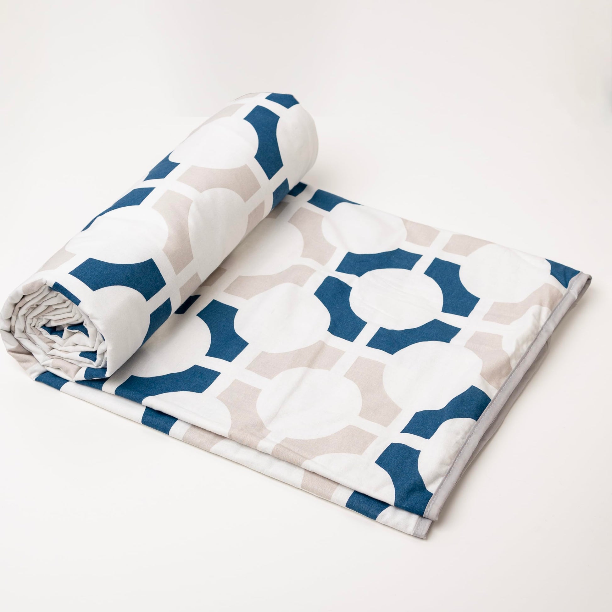 Loreto Cotton Single Blanket | Colonial Blue Matrix