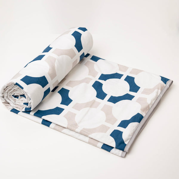 Loreto Cotton Single Blanket | Colonial Blue Matrix