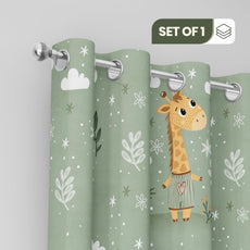 Jungle Giraffe Window Curtain - Cotton Set of 1 (4 x 5 ft)