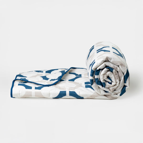 Loreto Cotton Single Comforter | Colonial Blue Matrix