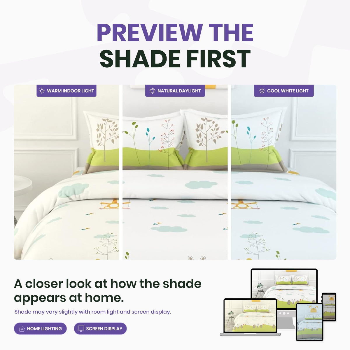 Playful Pals Double Bedsheet - 186 TC 100% Cotton with 2 Pillow Covers (90 x 90 Inches)