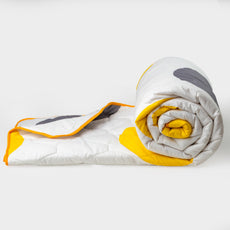 Loreto Cotton Single Comforter | Yellow & Grey Polka Dots