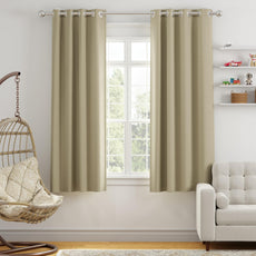 Light Khaki Window Curtain - Blackout Set of 2 (4 x 5 ft)