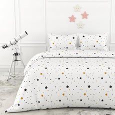 Black & Gold Stars Double Bedsheet - 210 TC 100% Cotton with 2 Pillow Covers (90 x 90 Inches)