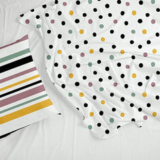 Lemon Drops with Black Polka Dots 100% Cotton Flat Double Bedsheet, 144 TC