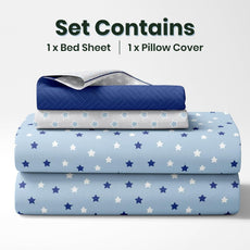 Blue Star Field 100% Cotton Flat Single Bedsheet, 144 TC