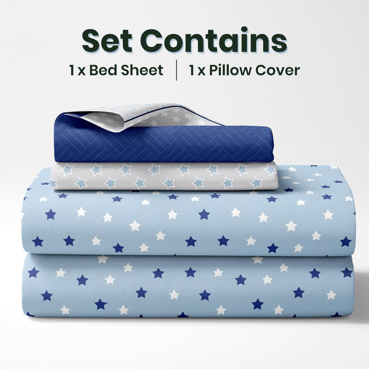Blue Star Field 100% Cotton Flat Single Bedsheet, 144 TC