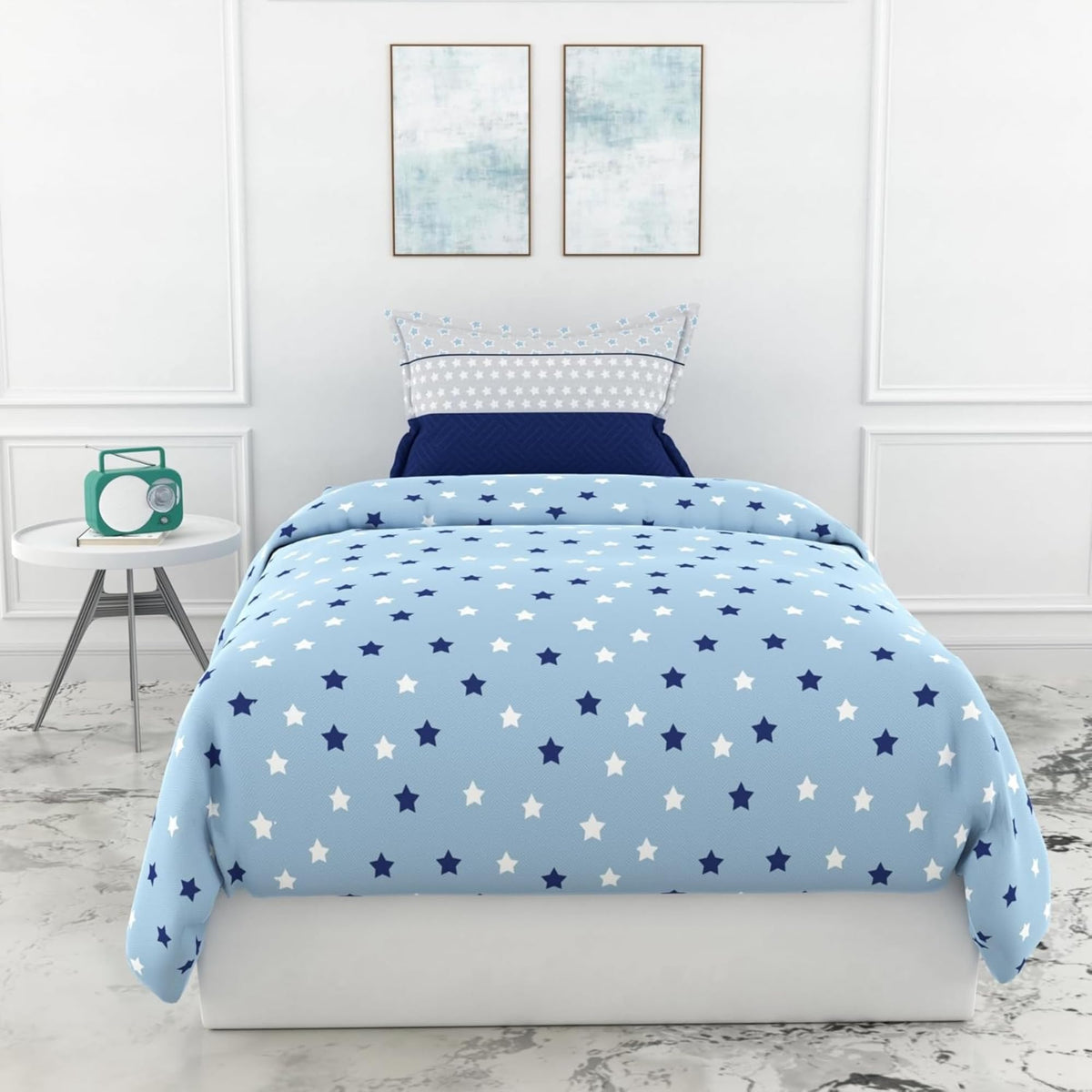 Loreto Cotton Single Bedsheet | Blue Star Field