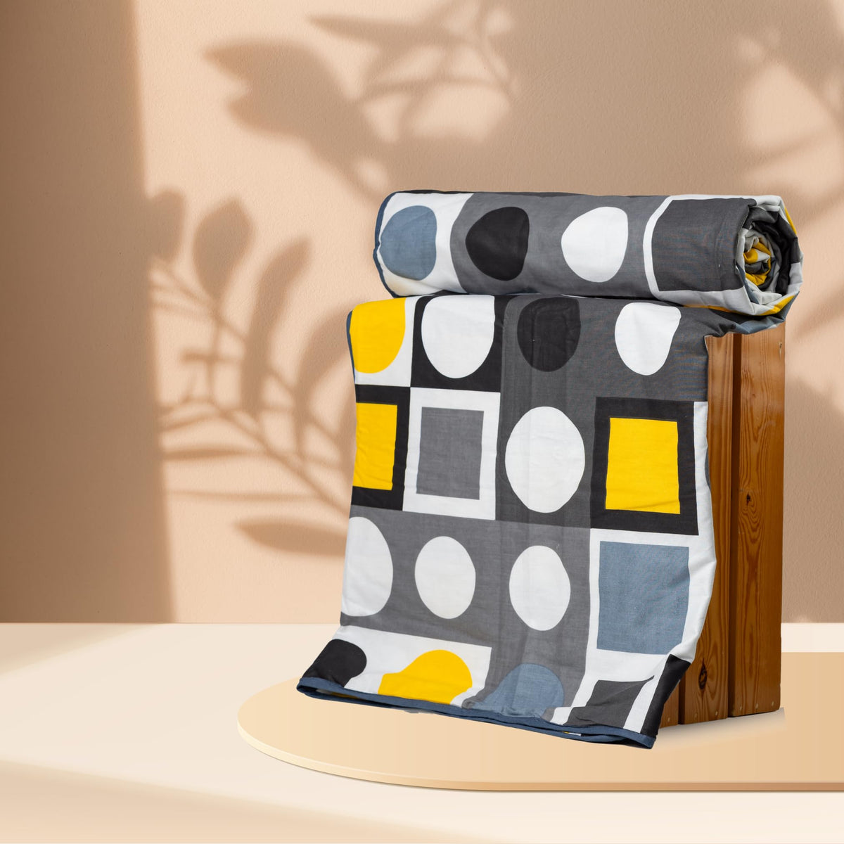 Forged Iron Grey & Lemon Zest Yellow 100% Cotton Reversible Single Bed Blanket | Lightweight & Soft AC Dohar | Breathable for All Seasons | 54 x 84 Inches