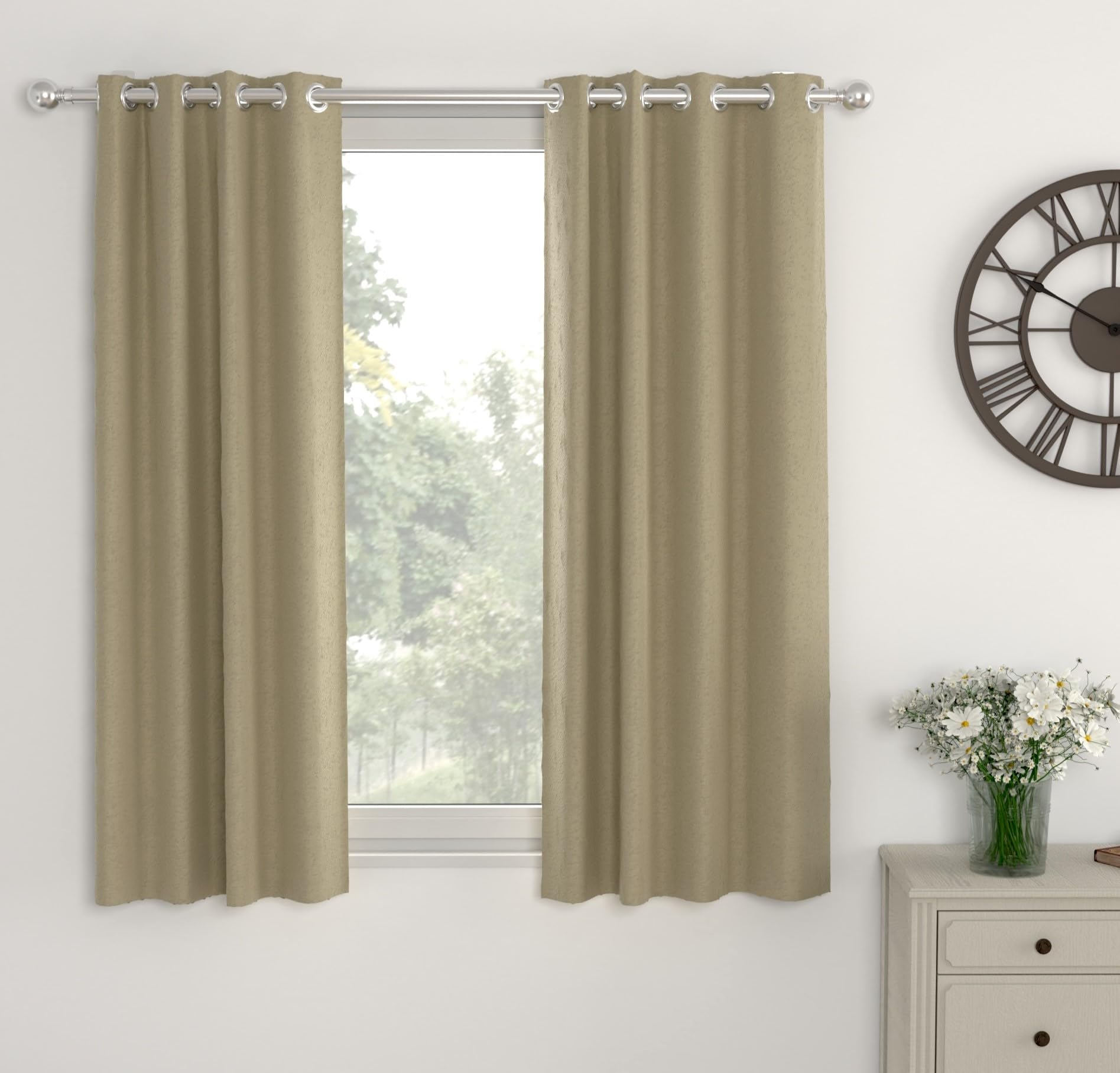 Light Khaki Window Curtain - Blackout Set of 1 (4 x 5 ft)