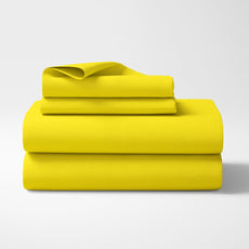 Loreto Solar Yellow King Bedsheet | 210 TC | 100% Cotton | 104 x 104 Inches
