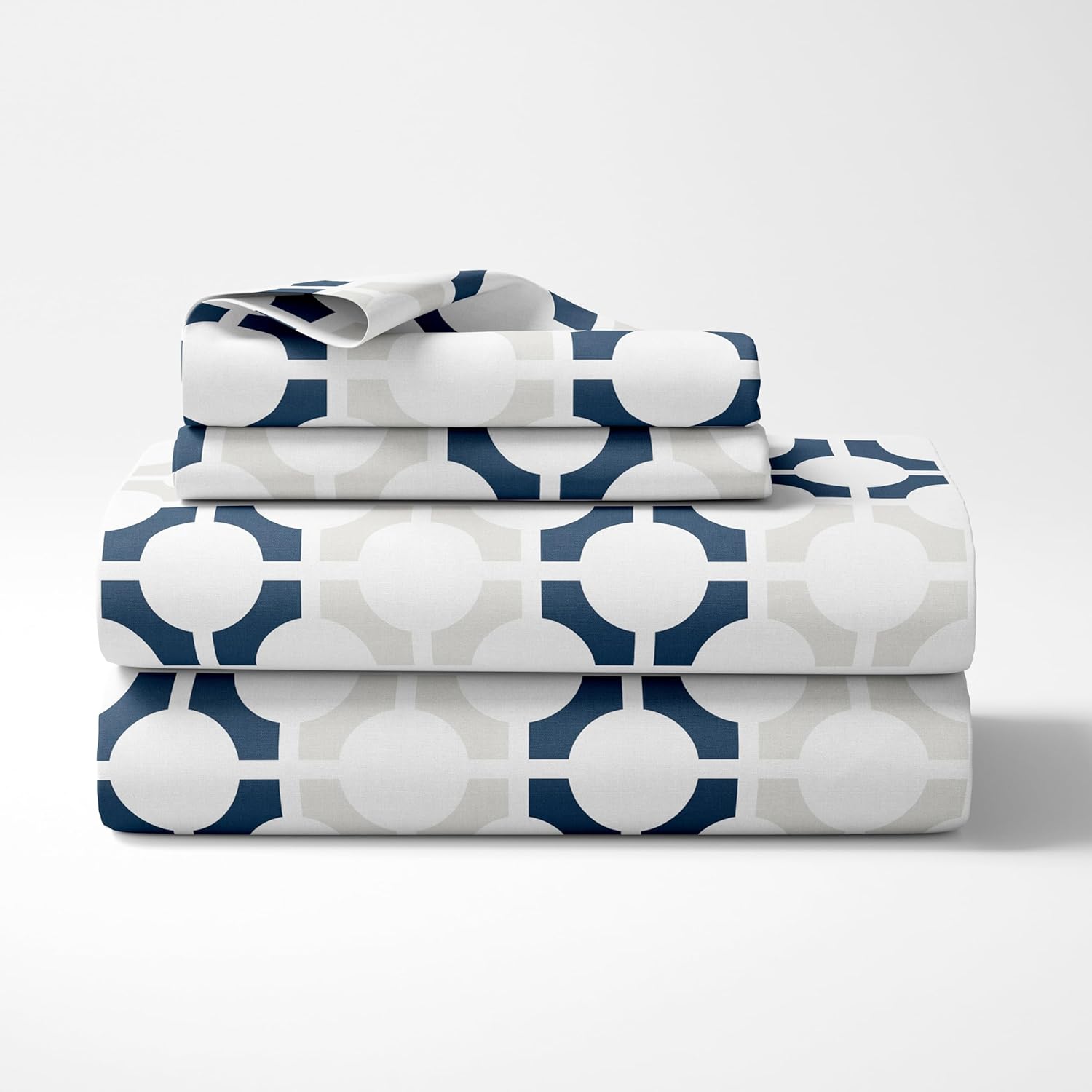 Colonial Blue Matrix 100% Cotton Flat Double Bedsheet, 144 TC