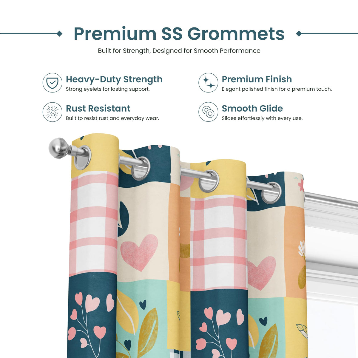 Pastel Garden Door Curtain - Cotton Set of 2 (4 x 7 ft)