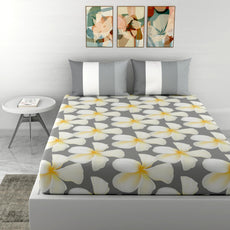 Loreto Cotton King Bedsheet | White and Grey