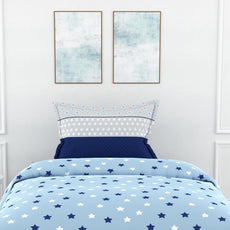 Blue Star Field 100% Cotton Flat Single Bedsheet, 144 TC