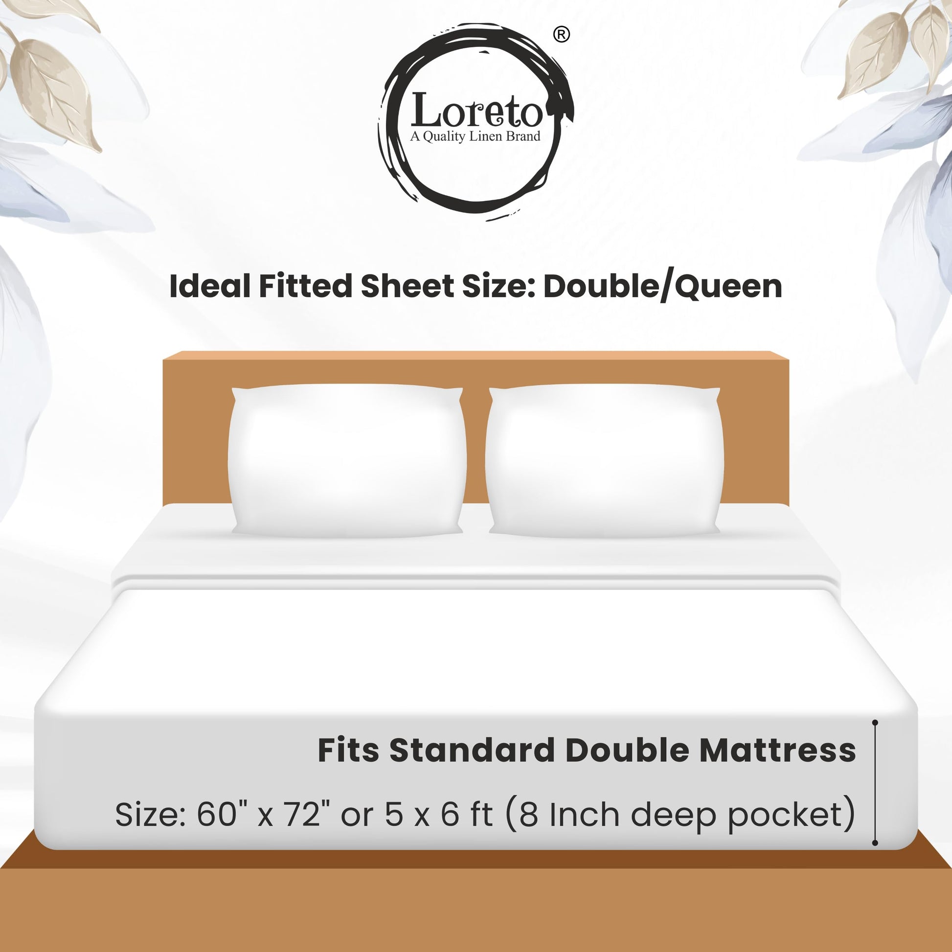 Blush Pink Vine Blooms 100% Cotton Double Fitted Bedsheet with Pillow Covers, 144 TC, 72 x 60 Inches