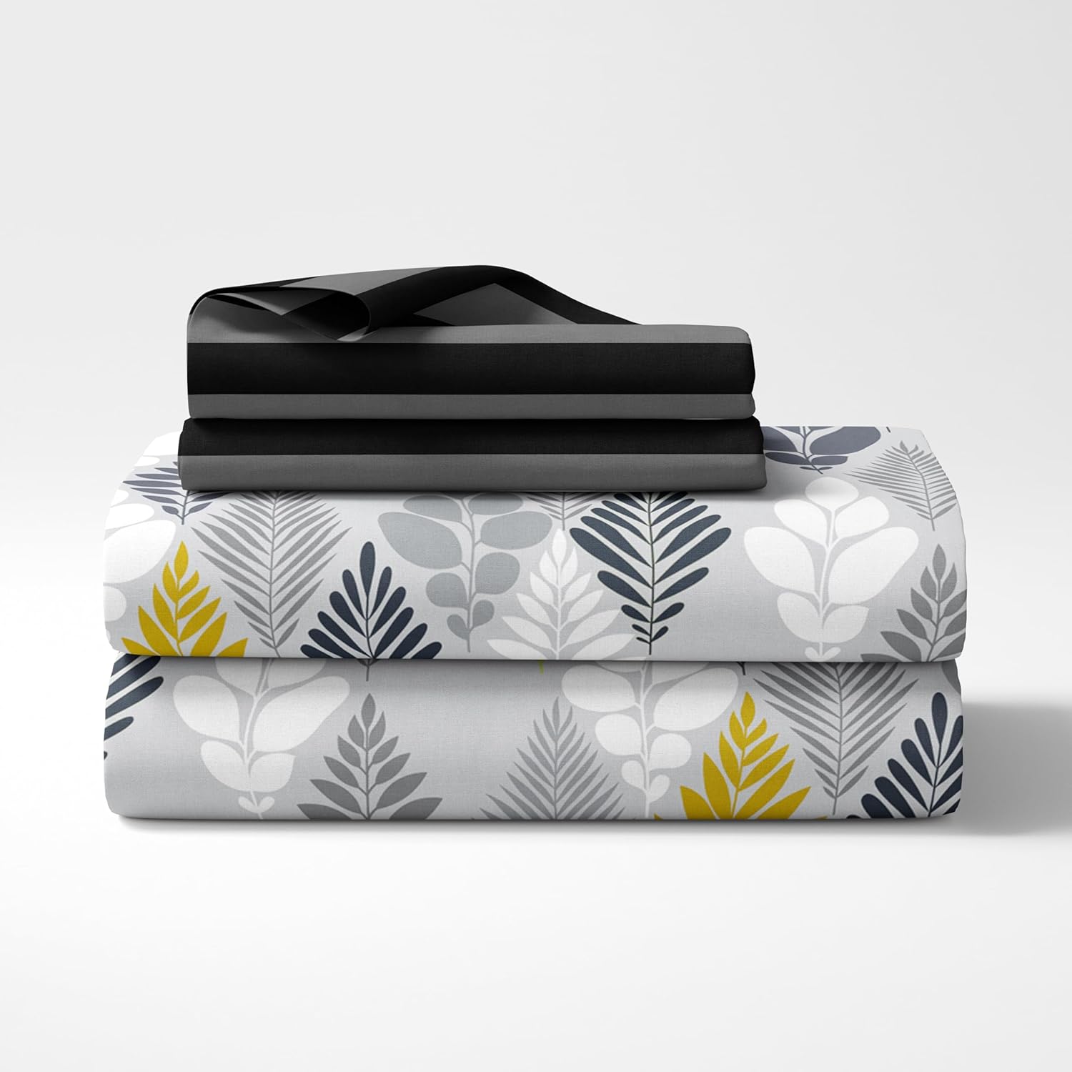 Jadeite Grey and Yellow Floral 100% Cotton Flat Single Bedsheet, 144 TC