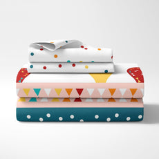 Red and Blue Hot Air Balloon 100% Cotton Flat Double Bedsheet, 144 TC