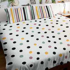 Lemon Drops with Black Dots Polka Dots Soft & Breathable 100% Cotton Flat King Bedsheet, 144 TC